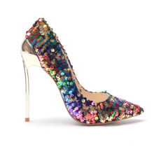 Colorful Women Party Glitter Sequin Red Ladies Heeled Shoe Decorations for Women Sandals